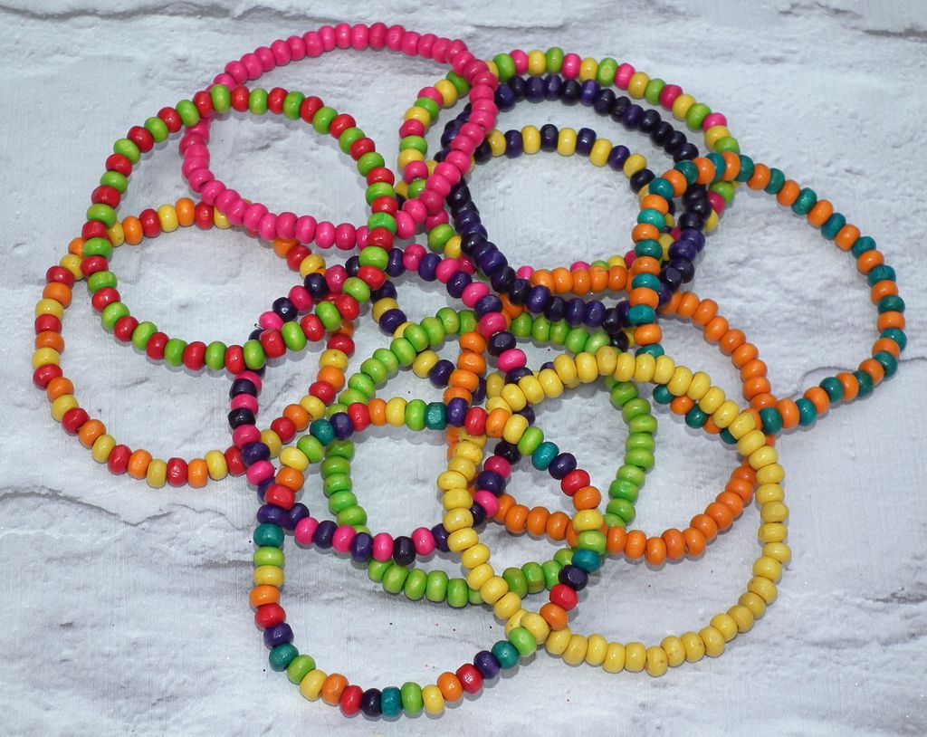 Colourful Wood Bead Bracelet - Surfer Beach Arm Candy Ethnic